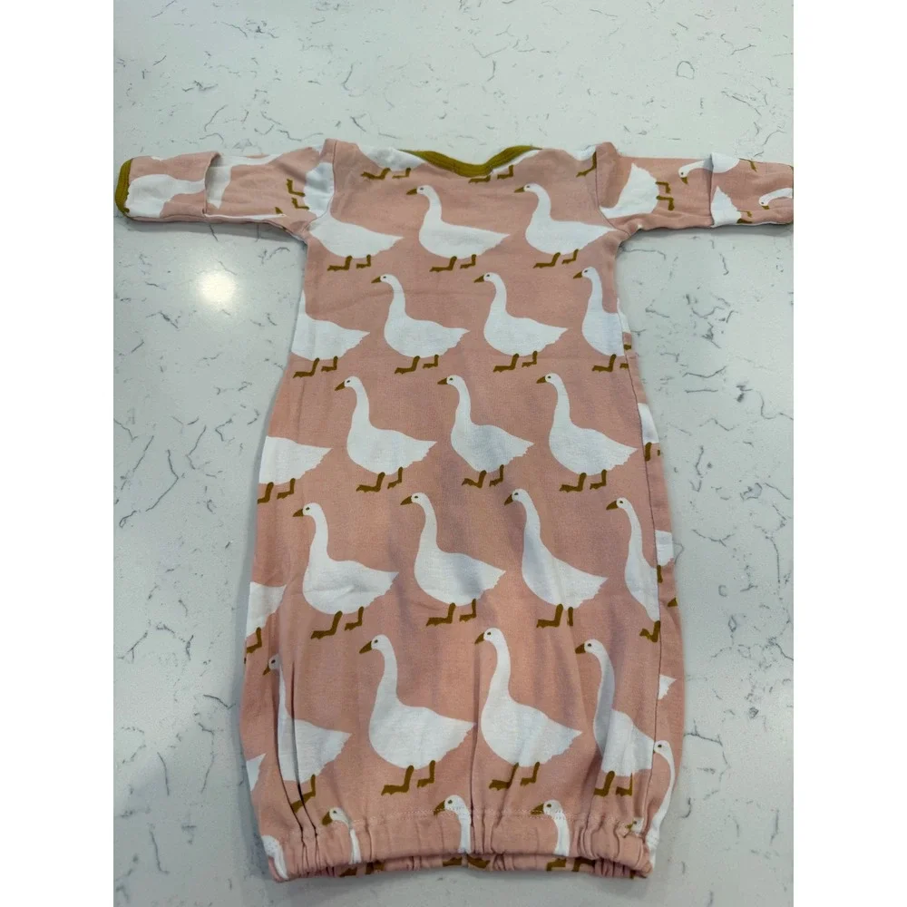 Zebi Baby Pink Goose Print Long Sleeve Infant Gown Sleep Sack 0-3 Months